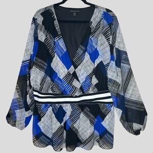 Lane Bryant Womens Surplice Babydoll Peplum Blouse 22/24 Chiffon Career Office